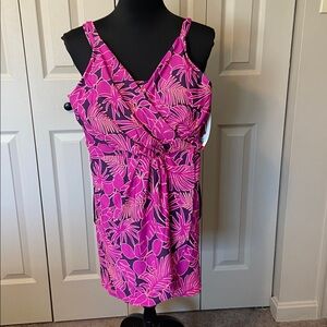 Lands’ End NWT Skirted Bathing Suit Pink & Purple Tropical Women's Size Medium